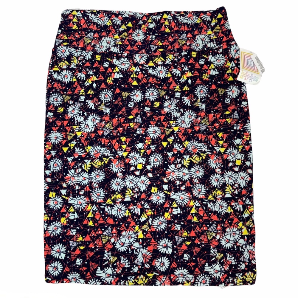 LuLaRoe Cassie Floral Geometric Print Pencil Skirt
